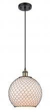 Innovations Lighting 516-1P-BAB-G121-10CBK - Large Farmhouse Chicken Wire 1 Light Mini Pendant