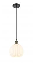 Innovations Lighting 516-1P-BAB-G1217-8WV - White Venetian - 1 Light - 8 inch - Black Antique Brass - Cord Hung - Mini Pendant