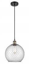 Innovations Lighting 516-1P-BAB-G122-10CBK - Large Farmhouse Chicken Wire 1 Light Mini Pendant