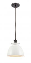  516-1P-OB-M14-W - Adirondack - 1 Light - 8 inch - Oil Rubbed Bronze - Cord hung - Mini Pendant