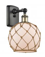  516-1W-BAB-G121-8RB - Farmhouse Rope - 1 Light - 8 inch - Black Antique Brass - Sconce