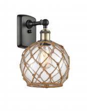  516-1W-BAB-G122-8RB - Farmhouse Rope - 1 Light - 8 inch - Black Antique Brass - Sconce