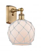  516-1W-BB-G121-8RW - Farmhouse Rope - 1 Light - 8 inch - Brushed Brass - Sconce