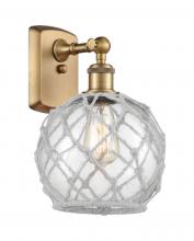  516-1W-BB-G122-8RW - Farmhouse Rope - 1 Light - 8 inch - Brushed Brass - Sconce