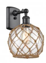  516-1W-BK-G122-8RB - Farmhouse Rope - 1 Light - 8 inch - Matte Black - Sconce