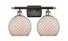 Innovations Lighting 516-2W-BAB-G121-8CBK - Farmhouse Chicken Wire 2 Light Bath Vanity Light