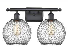 Innovations Lighting 516-2W-BK-G122-8CBK - Farmhouse Chicken Wire 2 Light Bath Vanity Light