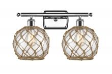  516-2W-PC-G122-8RB - Farmhouse Rope - 2 Light - 18 inch - Polished Chrome - Bath Vanity Light