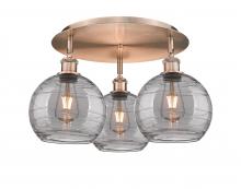 Innovations Lighting 516-3C-AC-G1213-8SM - Athens Deco Swirl - 3 Light - 20 inch - Antique Copper - Flush Mount