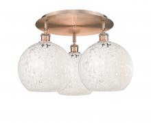 Innovations Lighting 516-3C-AC-G1216-10WM - White Mouchette - 3 Light - 22 inch - Antique Copper - Flush Mount