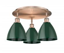  516-3C-AC-MBD-75-GR - Plymouth - 3 Light - 19 inch - Antique Copper - Flush Mount