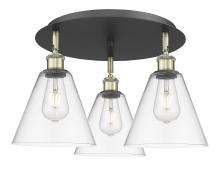 Innovations Lighting 516-3C-BAB-GBC-82 - Berkshire - 3 Light - 20 inch - Black Antique Brass - Flush Mount