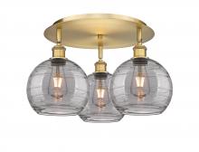  516-3C-BB-G1213-8SM - Athens Deco Swirl - 3 Light - 20 inch - Brushed Brass - Flush Mount