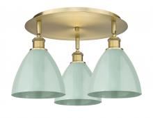  516-3C-BB-MBD-75-SF - Plymouth - 3 Light - 19 inch - Brushed Brass - Flush Mount