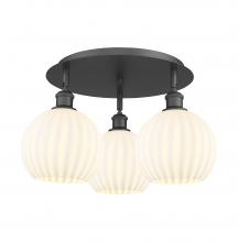 Innovations Lighting 516-3C-BK-G1217-8WV - White Venetian - 3 Light - 20 inch - Matte Black - Flush Mount