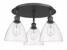  516-3C-BK-GBD-752 - Bristol - 3 Light - 19 inch - Matte Black - Flush Mount