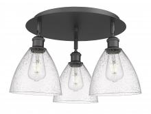  516-3C-BK-GBD-754 - Bristol - 3 Light - 19 inch - Matte Black - Flush Mount