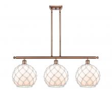  516-3I-AC-G121-10RW - Farmhouse Rope - 3 Light - 37 inch - Antique Copper - Cord hung - Island Light