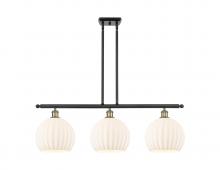  516-3I-BAB-G1217-10WV - White Venetian - 3 Light - 37 inch - Black Antique Brass - Stem Hung - Island Light