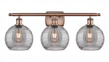  516-3W-AC-G1213-8SM - Athens Deco Swirl - 3 Light - 28 inch - Antique Copper - Bath Vanity Light