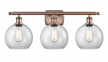  516-3W-AC-G122C-8CL - Athens - 3 Light - 28 inch - Antique Copper - Bath Vanity Light