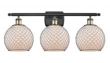 Innovations Lighting 516-3W-BAB-G121-8CBK - Farmhouse Chicken Wire 3 Light Bath Vanity Light