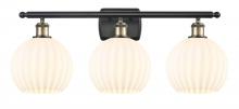  516-3W-BAB-G1217-8WV - White Venetian - 3 Light - 28 inch - Black Antique Brass - Bath Vanity Light