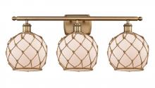  516-3W-BB-G121-8RB - Farmhouse Rope - 3 Light - 28 inch - Brushed Brass - Bath Vanity Light