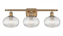 Innovations Lighting 516-3W-BB-G555-8CL - Ithaca - 3 Light - 28 inch - Brushed Brass - Bath Vanity Light