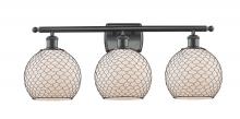 Innovations Lighting 516-3W-BK-G121-8CBK - Farmhouse Chicken Wire 3 Light Bath Vanity Light