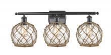  516-3W-OB-G122-8RB - Farmhouse Rope - 3 Light - 28 inch - Oil Rubbed Bronze - Bath Vanity Light