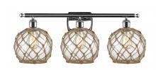  516-3W-PC-G122-8RB - Farmhouse Rope - 3 Light - 28 inch - Polished Chrome - Bath Vanity Light