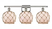  516-3W-PN-G121-8RB - Farmhouse Rope - 3 Light - 28 inch - Polished Nickel - Bath Vanity Light