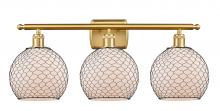 Innovations Lighting 516-3W-SG-G121-8CBK - Farmhouse Chicken Wire 3 Light Bath Vanity Light