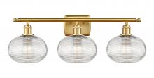 Innovations Lighting 516-3W-SG-G555-8CL - Ithaca - 3 Light - 28 inch - Satin Gold - Bath Vanity Light