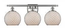 Innovations Lighting 516-3W-SN-G121-8CBK - Farmhouse Chicken Wire 3 Light Bath Vanity Light