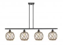  516-4I-OB-G122-8RB - Farmhouse Rope - 4 Light - 48 inch - Oil Rubbed Bronze - Cord hung - Island Light