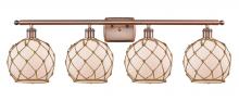  516-4W-AC-G121-8RB - Farmhouse Rope - 4 Light - 38 inch - Antique Copper - Bath Vanity Light