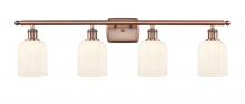  516-4W-AC-G559-5GWH - Bridal Veil - 4 Light - 35 inch - Antique Copper - Bath Vanity Light