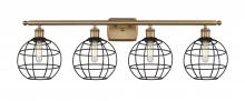 Innovations Lighting 516-4W-BB-CE-8-BK - Lake Placid - 4 Light - 38 inch - Brushed Brass - Bath Vanity Light