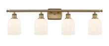  516-4W-BB-G559-5GWH - Bridal Veil - 4 Light - 35 inch - Brushed Brass - Bath Vanity Light