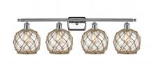  516-4W-PC-G122-8RB - Farmhouse Rope - 4 Light - 38 inch - Polished Chrome - Bath Vanity Light