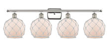  516-4W-PN-G121-8RW - Farmhouse Rope - 4 Light - 38 inch - Polished Nickel - Bath Vanity Light