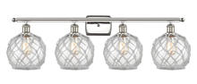  516-4W-PN-G122-8RW - Farmhouse Rope - 4 Light - 38 inch - Polished Nickel - Bath Vanity Light