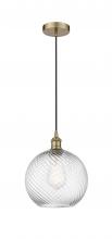 Innovations Lighting 616-1P-AB-G1214-12 - Athens Twisted Swirl - 1 Light - 12 inch - Antique Brass - Cord hung - Mini Pendant