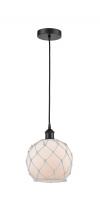 Innovations Lighting 616-1P-BK-G121-8RW - Farmhouse Rope - 1 Light - 8 inch - Matte Black - Cord hung - Mini Pendant