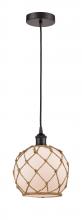  616-1P-OB-G121-8RB - Farmhouse Rope - 1 Light - 8 inch - Oil Rubbed Bronze - Cord hung - Mini Pendant