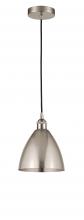  616-1P-SN-MBD-75-SN - Bristol - 1 Light - 8 inch - Brushed Satin Nickel - Cord hung - Mini Pendant