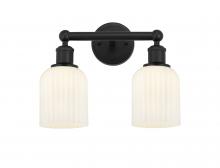  616-2W-BK-G559-5GWH - Bridal Veil - 2 Light - 14 inch - Matte Black - Bath Vanity Light