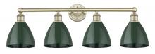  616-4W-AB-MBD-75-GR - Plymouth - 4 Light - 35 inch - Antique Brass - Bath Vanity Light